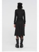 High Collar Metal Rivet Shoulder Epaulets Front Metal Hasp Long Sleeve Black Punk Twill Long Jacket