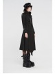 High Collar Metal Rivet Shoulder Epaulets Front Metal Hasp Long Sleeve Black Punk Twill Long Jacket