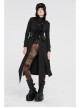 High Collar Metal Rivet Shoulder Epaulets Front Metal Hasp Long Sleeve Black Punk Twill Long Jacket