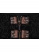 Fur Collar Front Leather Hasp Back Waist Lace-Up Black Punk Three-Dimensional Jacquard Long Coat