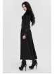 Fur Collar Front Leather Hasp Back Waist Lace-Up Black Punk Three-Dimensional Jacquard Long Coat