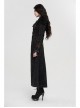 Fur Collar Front Leather Hasp Back Waist Lace-Up Black Punk Three-Dimensional Jacquard Long Coat