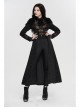 Fur Collar Front Leather Hasp Back Waist Lace-Up Black Punk Three-Dimensional Jacquard Long Coat