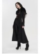 Fur Collar Front Leather Hasp Back Waist Lace-Up Black Punk Three-Dimensional Jacquard Long Coat