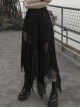 Steam Punk Feamle Casual Black Chiffon Lace Hem Skirt