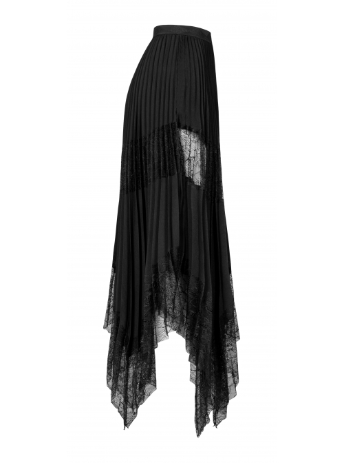 Steam Punk Feamle Casual Black Chiffon Lace Hem Skirt