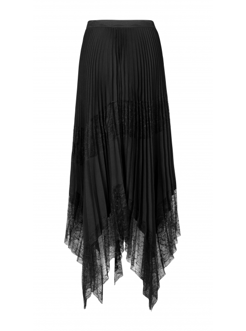 Steam Punk Feamle Casual Black Chiffon Lace Hem Skirt