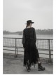 Steam Punk Feamle Casual Black Chiffon Lace Hem Skirt