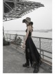 Steam Punk Feamle Casual Black Chiffon Lace Hem Skirt