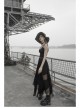 Steam Punk Feamle Casual Black Chiffon Lace Hem Skirt