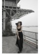 Steam Punk Feamle Casual Black Chiffon Lace Hem Skirt