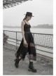Steam Punk Feamle Casual Black Chiffon Lace Hem Skirt