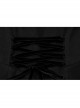 Fur Collar Front Embroidery Black Gem Pendant Long Sleeve Back Waist Lace-Up Black Gothic Long Wool Coat