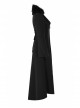 Fur Collar Front Embroidery Black Gem Pendant Long Sleeve Back Waist Lace-Up Black Gothic Long Wool Coat