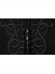 Fur Collar Front Embroidery Black Gem Pendant Long Sleeve Back Waist Lace-Up Black Gothic Long Wool Coat