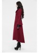 Fur Collar Front Embroidery Black Gem Pendant Long Sleeve Back Waist Lace-Up Red Gothic Long Wool Coat