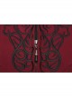 Fur Collar Front Embroidery Black Gem Pendant Long Sleeve Back Waist Lace-Up Red Gothic Long Wool Coat