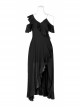 Punk Female Dark Lotus Leaf Irregular Hem Off-the-shoulder Chiffon Long Dress