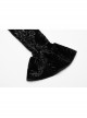 One-Work Collar Gem Choker Long Sleeve Flare Cuff Back Waist Lace-Up Black Gothic Embossed Velvet Blouse