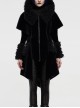 Fur Collar Small Cloak Metal Buckle Cuff Black Gothic Weft Velvet Hooded Coat