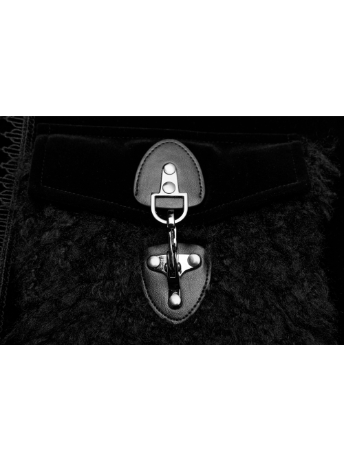 Fur Collar Small Cloak Metal Buckle Cuff Black Gothic Weft Velvet Hooded Coat