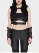 High Collar Metal Eyelets Belt Black Punk Short Wool Waistcoat