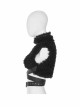 High Collar Metal Eyelets Belt Black Punk Short Wool Waistcoat