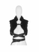 High Collar Metal Eyelets Belt Black Punk Short Wool Waistcoat