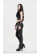 High Collar Metal Eyelets Belt Black Punk Short Wool Waistcoat