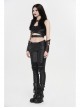 High Collar Metal Eyelets Belt Black Punk Short Wool Waistcoat