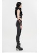High Collar Metal Eyelets Belt Black Punk Short Wool Waistcoat