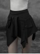 Steam Punk Female Casual Black High Waist Buckle Mini Skirt