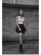 Steam Punk Female Casual Black High Waist Buckle Mini Skirt