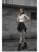 Steam Punk Female Casual Black High Waist Buckle Mini Skirt