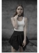 Steam Punk Female Casual Black High Waist Buckle Mini Skirt