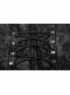High Collar Metal Buckle Strap Back Waist Lace-Up Black Punk Crack Fur Integrated Waistcoat