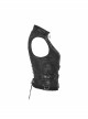 High Collar Metal Buckle Strap Back Waist Lace-Up Black Punk Crack Fur Integrated Waistcoat