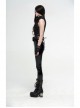 High Collar Metal Buckle Strap Back Waist Lace-Up Black Punk Crack Fur Integrated Waistcoat