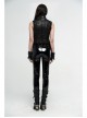 High Collar Metal Buckle Strap Back Waist Lace-Up Black Punk Crack Fur Integrated Waistcoat