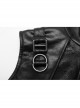 High Collar Metal Buckle Strap Back Waist Lace-Up Black Punk Crack Fur Integrated Waistcoat