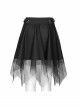 Steam Punk Female Causal Mesh Metal Buckle Irregular Hem Skirt