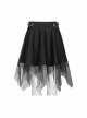 Steam Punk Female Causal Mesh Metal Buckle Irregular Hem Skirt