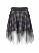 Steam Punk Female Casual Lattic Plaid Mesh Stitching Skirt