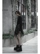 Steam Punk Female Casual Lattic Plaid Mesh Stitching Skirt