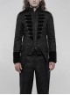 High Collar Front Chest Breasted Decoration Dovetail Hem Black Gothic Jacquard Splice Weft Velvet Coat