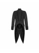 High Collar Front Chest Breasted Decoration Dovetail Hem Black Gothic Jacquard Splice Weft Velvet Coat