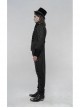 High Collar Front Chest Breasted Decoration Dovetail Hem Black Gothic Jacquard Splice Weft Velvet Coat