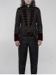High Collar Front Chest Wine Red Breasted Decoration Dovetail Hem Black Gothic Jacquard Splice Weft Velvet Coat