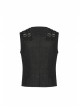 Front Zipper Metal Eyelets Strap Black Punk Vest