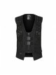 Front Zipper Metal Eyelets Strap Black Punk Vest